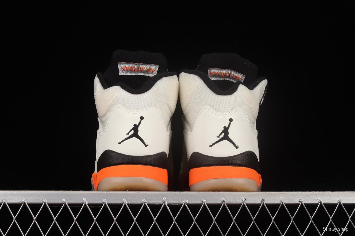 Air Jordan 5 Shattered Backboard white orange buckle shredded high top basketball shoes DC1060-100