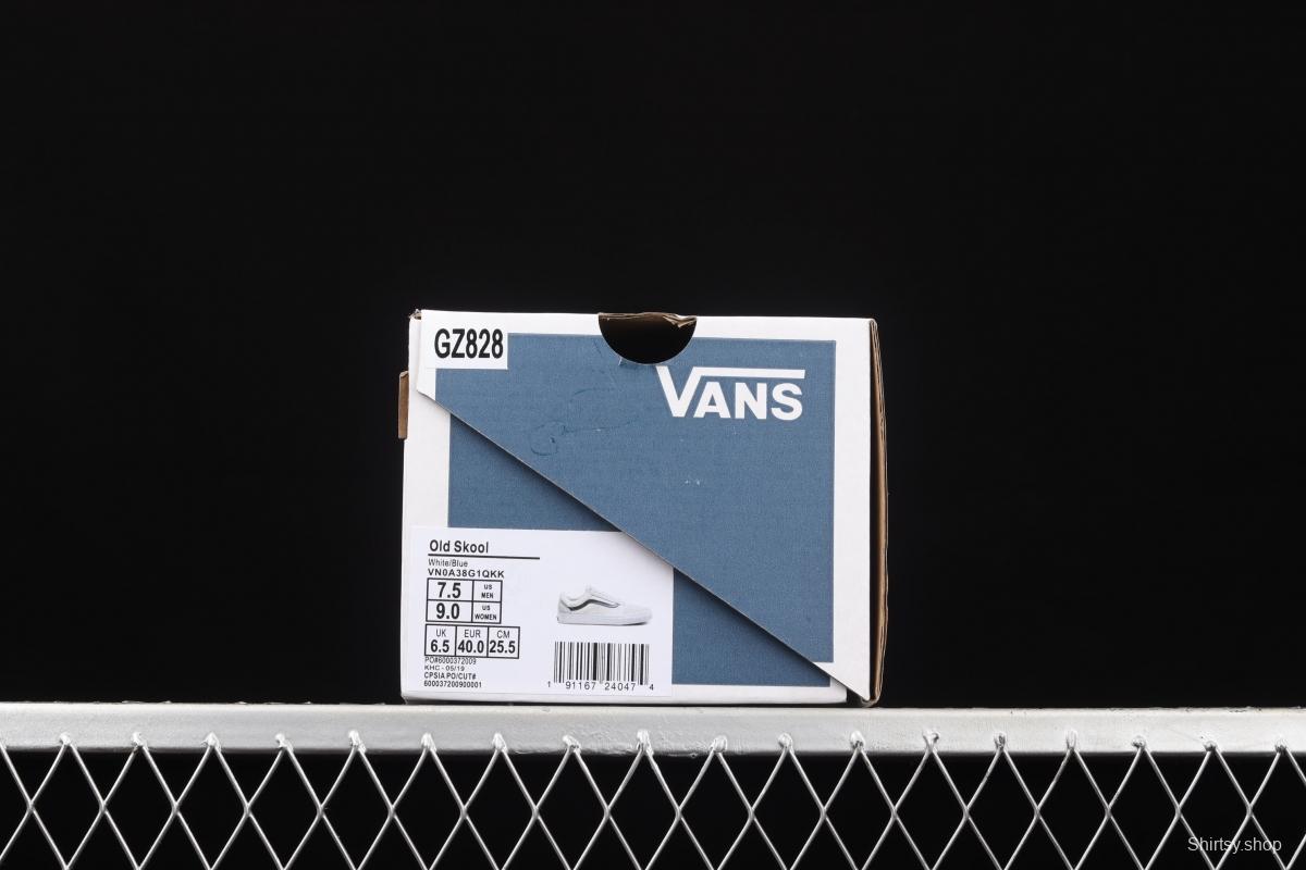 Vans Old Skool Lx white suede inner blue leather spliced canvas retro casual shoes VN0A38G1QKK