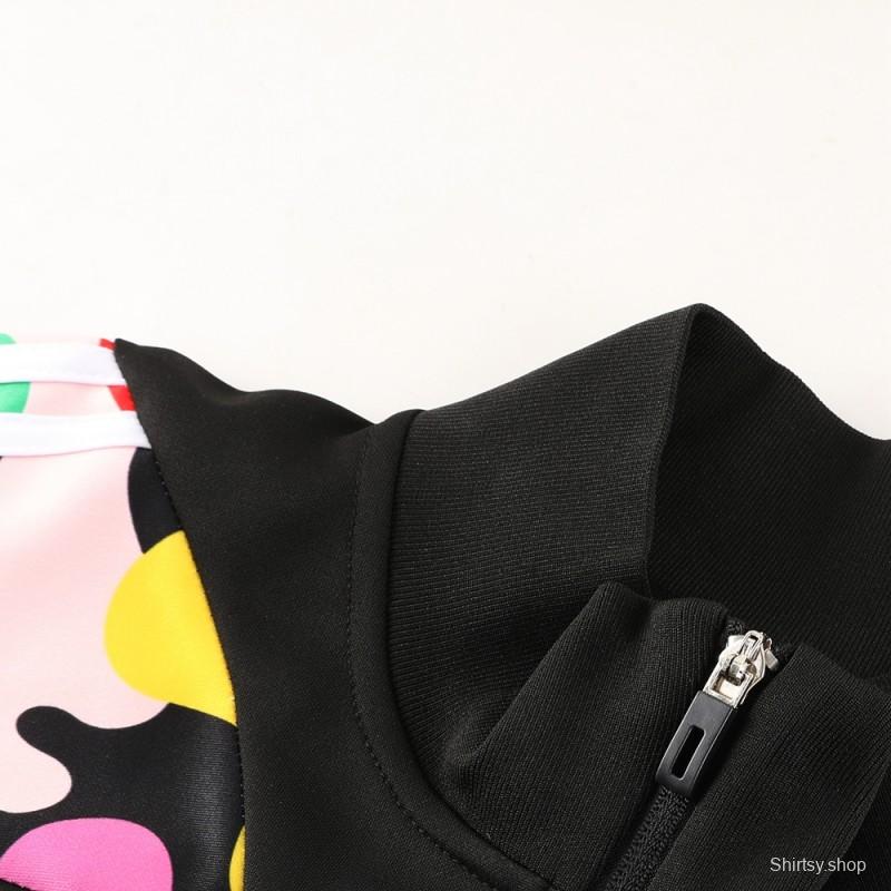 2023 Adidas Black Full Zipper Jacket With Colorful Sleeve+Pants