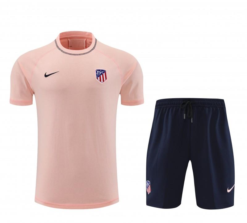 23/24 Atletico Madrid Pink Cotton Short Sleeve Jersey+Shorts