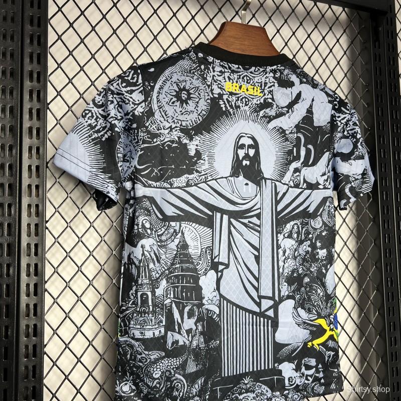 2024 Kids Brazil Christ The Redeemer Grey Special Jersey
