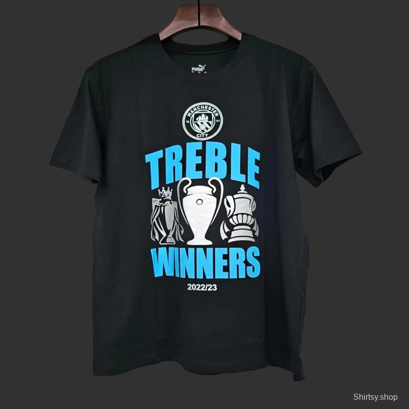 23/24 Manchester City Black Treble Winners T-Shirt
